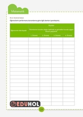 Süreç değerlendirme ölçekleri hayat bilgisi, Türkçe, matematik