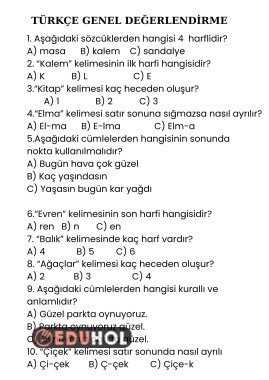 türkçe genel değerlendirme