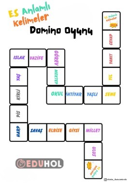 Eş Anlamlı Kelimeler Domino Oyunu