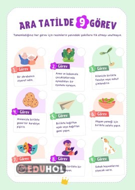 Ara Tatil Görevleri Çalışma Sayfası