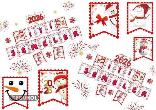 2026 İyi Seneler Pano Harf ve Süslemeleri