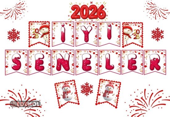 2026 İyi Seneler Panosu Harfler ive Süslemeleri