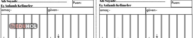 4.Sınıf Eş anlamlı kelimeler değerlendirme