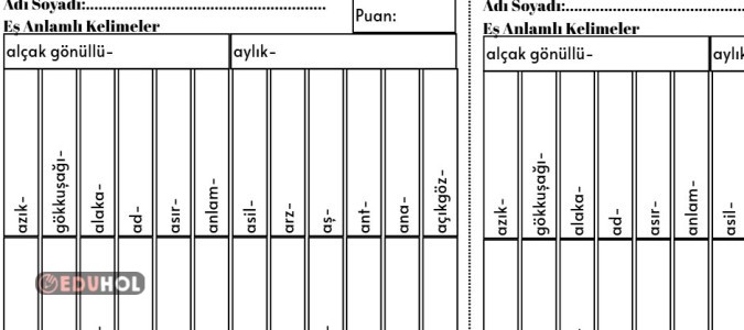 Eş Anlam Kelimeler A Harfi ile Başlayanalr