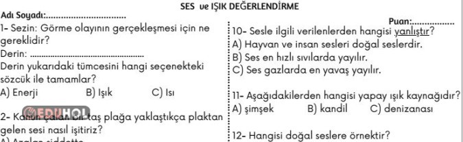 Işık ve Ses Değerlendirme 1