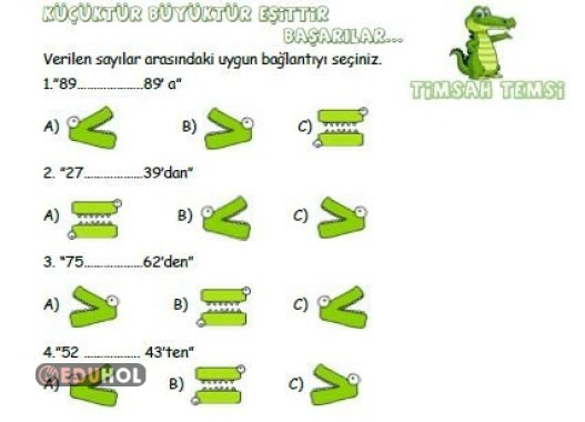 Sayılarda küçüklük büyüklük eşitlik değerlendirme 1