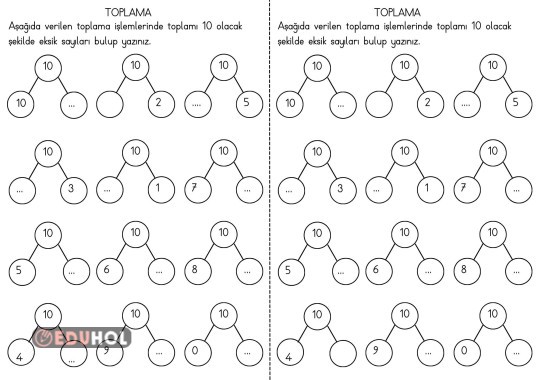 Toplamları 10 olan sayılar - 2li