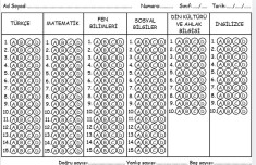 4.sınıf Optik Kağıt