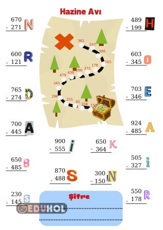 Onluk Bozarak çıkarma işlemi 3. Sınıf Hazine Avı