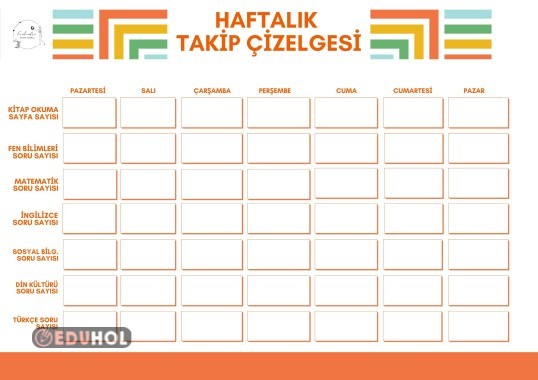 TURUNCU HAFTALIK TAKİP ÇİZELGESİ
