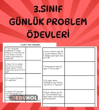 3. SINIF GÜNLÜK PROBLEM ÖDEVLERİ