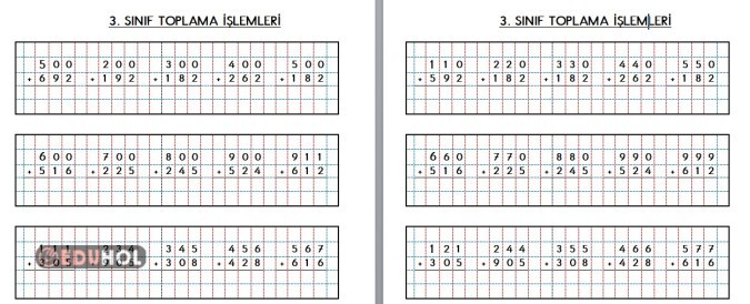 3. SINIF TOPLAMA İŞLEMLERİ