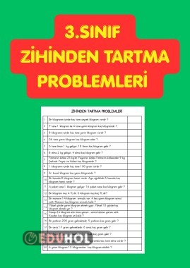 3. SINIF ZİHİNDEN TARTMA PROBLEMLERİ