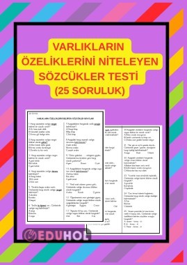 3.  VE 4. SINIF İÇİN UYGUN SIFATLAR KONUSU TESTİ