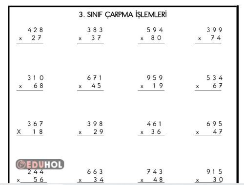 3 BASAMAKLI SAYI İLE 2 BASAMAKLI SAYILARIN ÇARPIMI