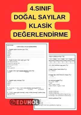 MATEMATİK DOĞAL SAYILAR KONUSU KLASİK DEĞERLENDİRME ÇALIŞMASI