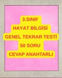 50 SORULUK HAYAT BİLGİSİ GENEL TEKRAR TESTİ