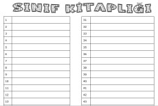 SINIF KİTAPLIĞI ÇİZELGESİ