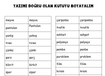 YAZIMI DOĞRU OLAN KELİMEYİ BOYA
