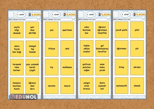 Kelime Çağrışım Oyun Kartları