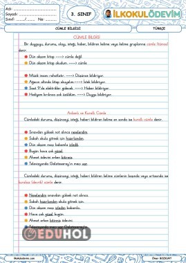 Türkçe Cümle Bilgisi (Anlamlı ve Kurallı Cümle) Defter Notu