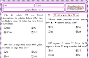Çarpma İşlemi Online Test-1