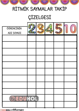 Ritmik Saymalar Takip Çizelgesi