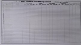 6-10 EKİM ÖDEV TAKİP ÇİZELGESİ (KİTAP-DEFTER-ÇALIŞMA KAĞIDI-40 KİŞİLİK)