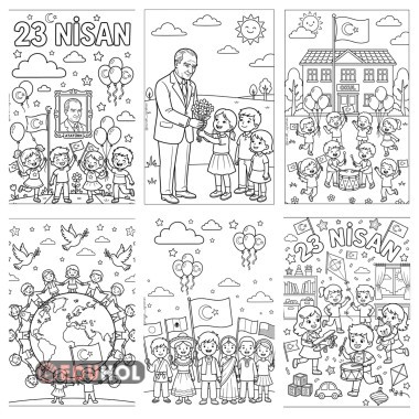 23 Nisan Temalı Boyama Sayfaları