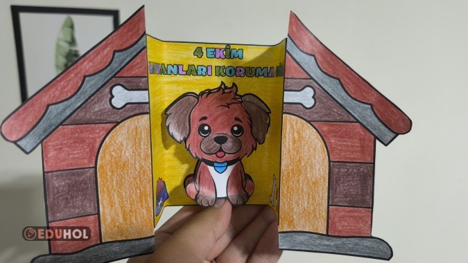 4 Ekim Hayvanları Koruma Günü Katlamalı Boyama