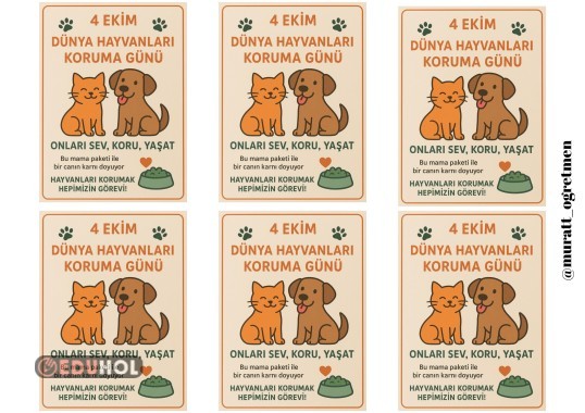4 EKİM HAYVANLARI KORUMA GÜNÜ MAMA ETİKETİ