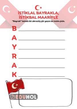 Bayrak Sevgisi Akrostiş Şiir Yazma Şablonu