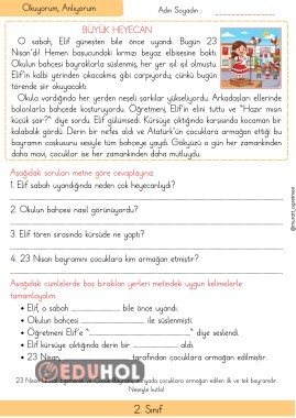 Büyük Heyecan Okuma Anlama Metni