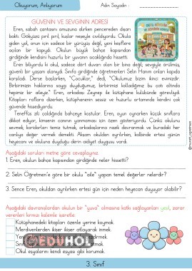 Güvenin ve Sevginin Adresi Okuma Anlama Metni