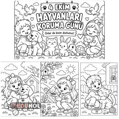 Hayvanları Koruma Günü Boyama Sayfaları