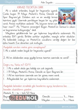 Kırmızı Tişörtün Sırrı Okuma Anlama Metni