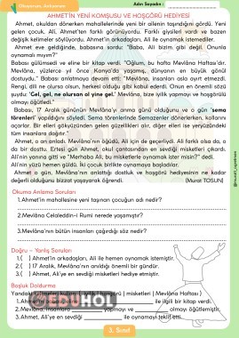 Mevlana Haftası Okuma Anlama