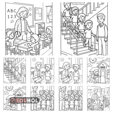 Okulumuz Boyama Sayfaları