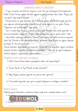 ''Ormanda Yeni Yıl Heyecanı'' Okuma Anlama Metni