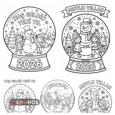 Yeni Yıl Kar Küresi Boyamaları