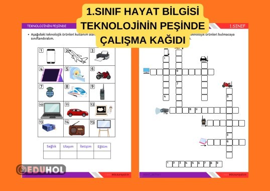 1.SINIF HAYAT BİLGİSİ TEKNOLOJİNİN PEŞİNDE ÇALIŞMA KAĞIDI TEKNOLOJİK ALETLER ETKİNLİK