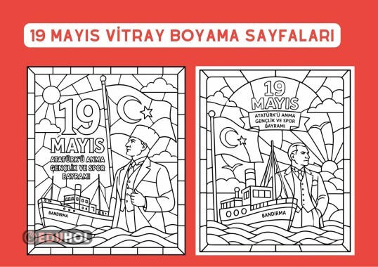 19 MAYIS VİTRAY BOYAMA SAYFALARI