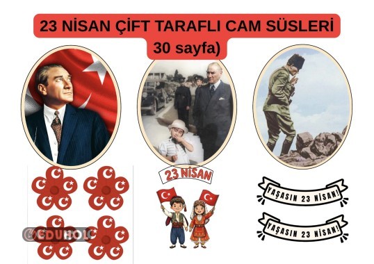 23 NİSAN ÇİFT TARAFLI CAM SÜSLERİ 30 ADET ( ARKALI ÖNLÜ YAZDIRMAK İÇİN UYGUN )