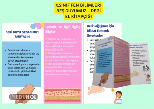3.SINIF FEN BİLİMLERİ BEŞ DUYUMUZ EĞLENCELİ EL KİTAPÇIĞI - DERİ / DUYU ORGANLARI / DUYU ORGANLARI