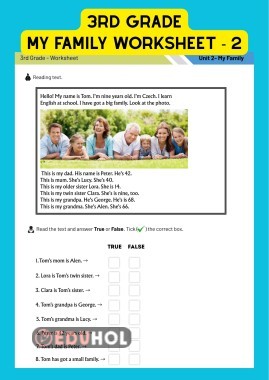3RD GRADE / MY FAMILY WORKSHEET 2