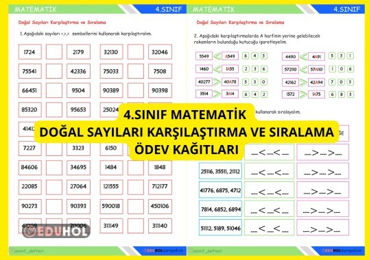 4.SINIF MATEMATİK DOĞAL SAYILARI KARŞILAŞTIRMA VE SIRALAMA ÖDEV ETKİNLİK