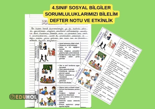 4.SINIF SOSYAL BİLGİLER SORUMLULUKLARIMIZI BİLELİM DEFTER NOTU VE ETKİNLİK