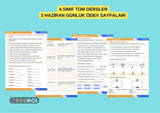 4.SINIF TÜM DERSLER GÜNLÜK ÖDEV SAYFALARI