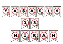 23 NİSAN HARF FLAMALARI DÜNYA ÇOCUKLARI TEMALI FLAMA ( PANO YAZISI ) )