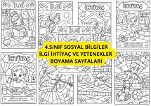 4.SINIF SOSYAL BİLGİLER - İlgi ihtiyaç ve yetenekler boyama sayfaları vitray